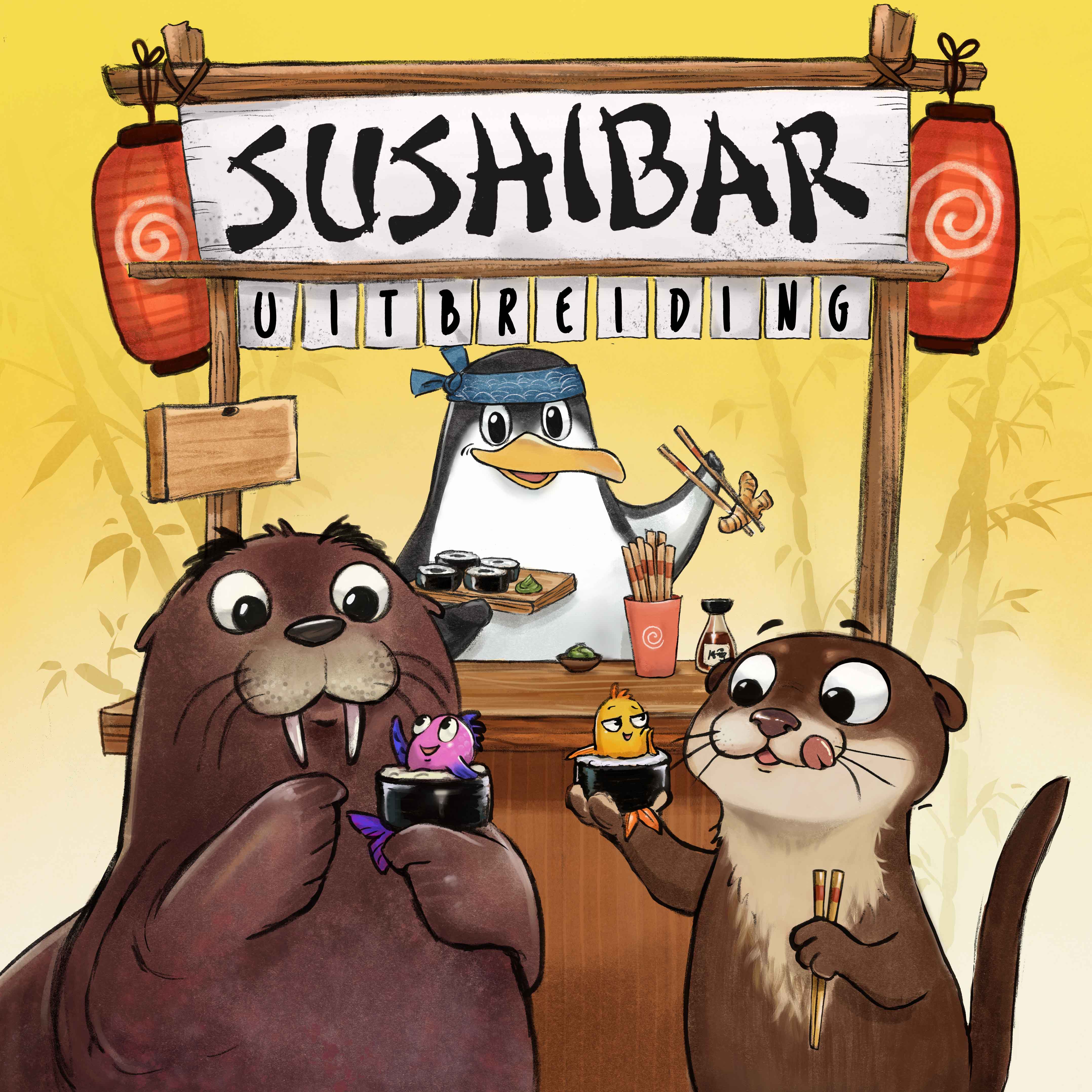 Box Cover illustration for a boardgame, Sushibar