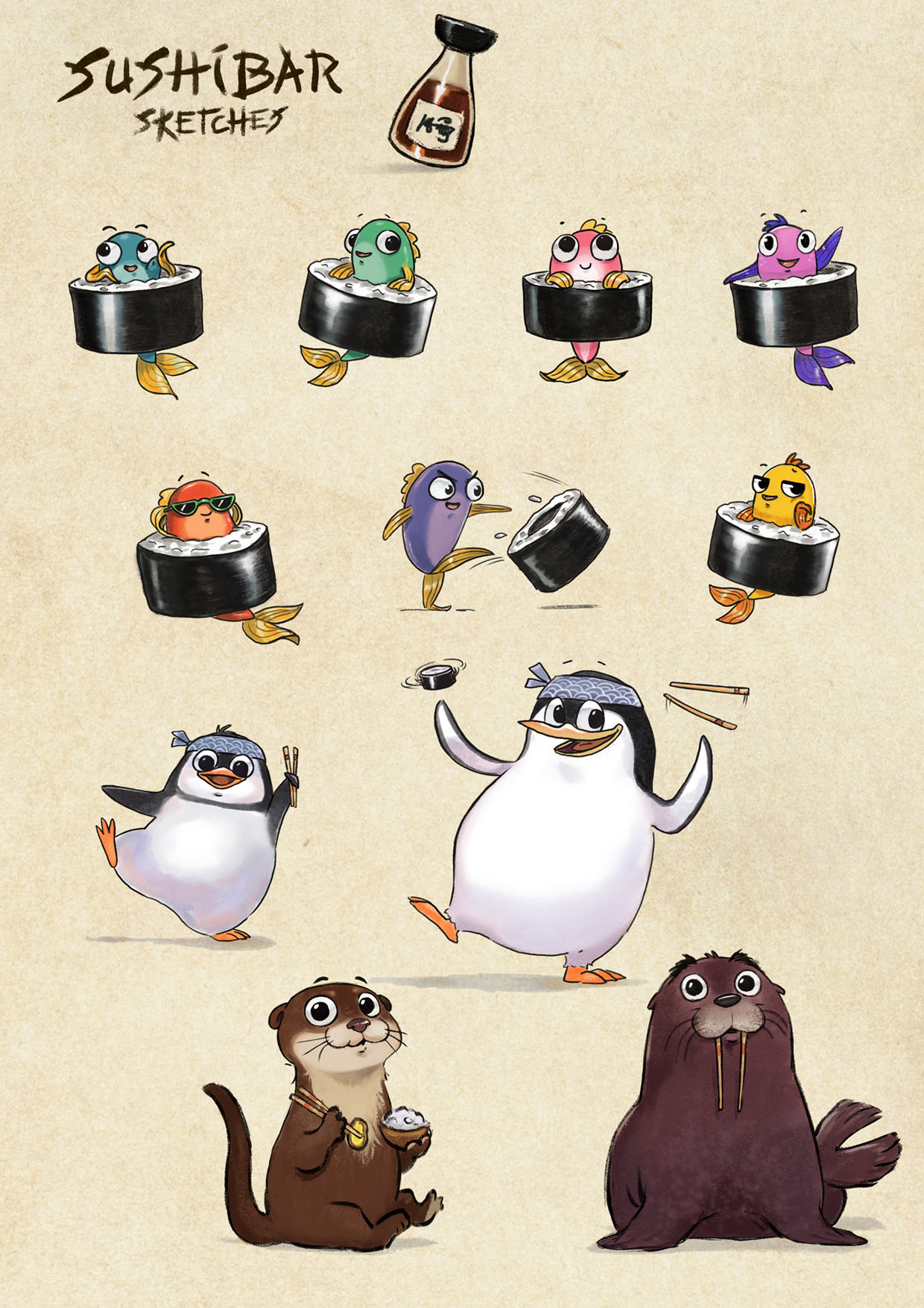 Sketches for sushibar boardgame