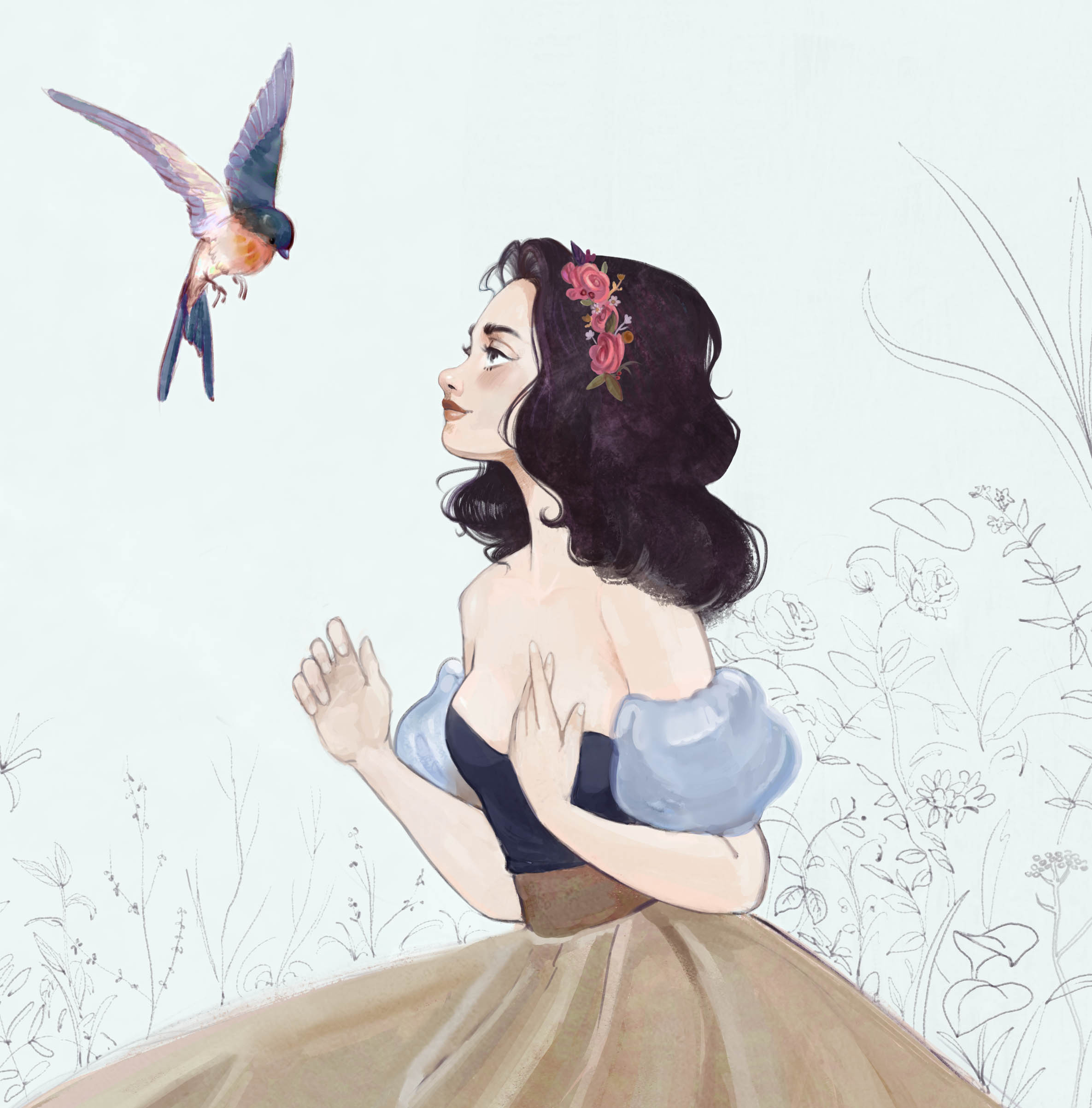 Character design illustration of snow white