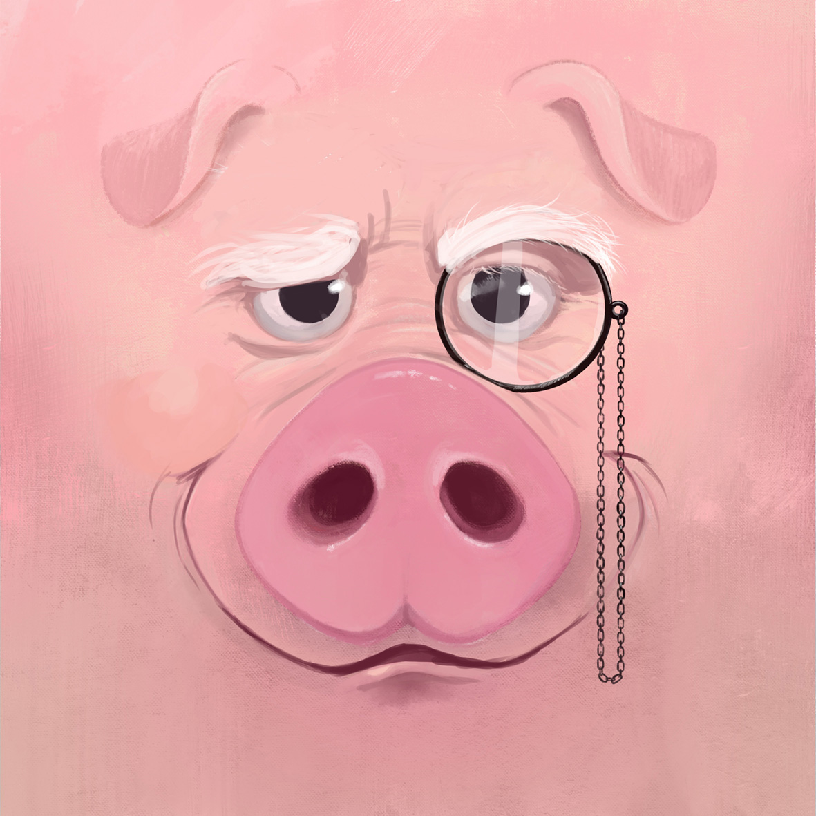 Card illustration for a boardgame, featuring a pig