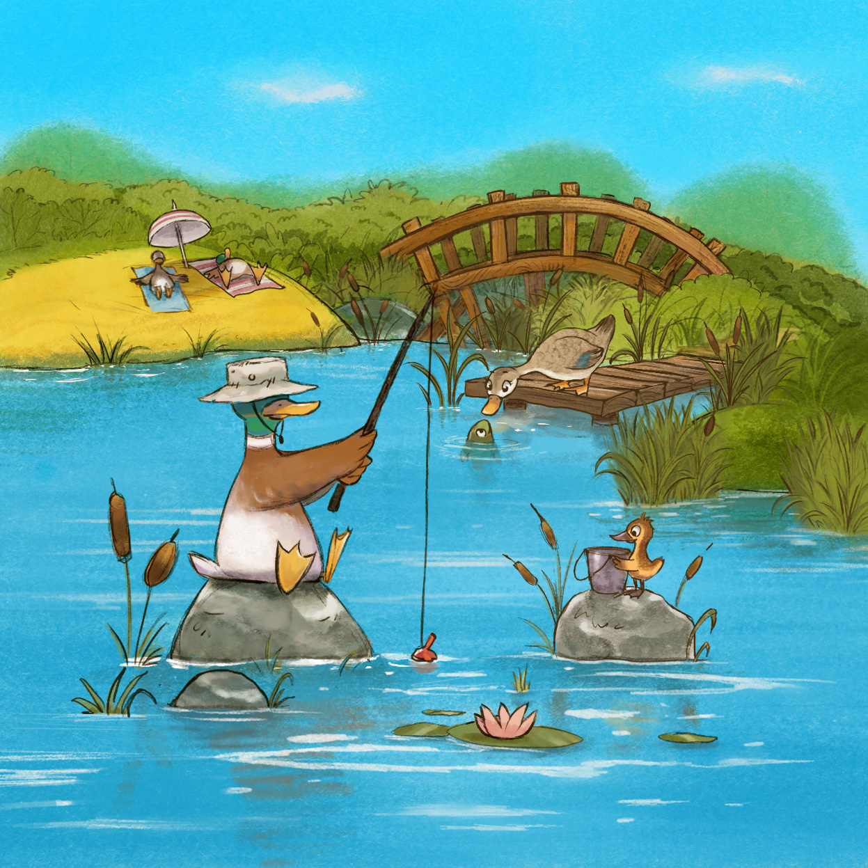 Boardgame Illustration featuring ducks