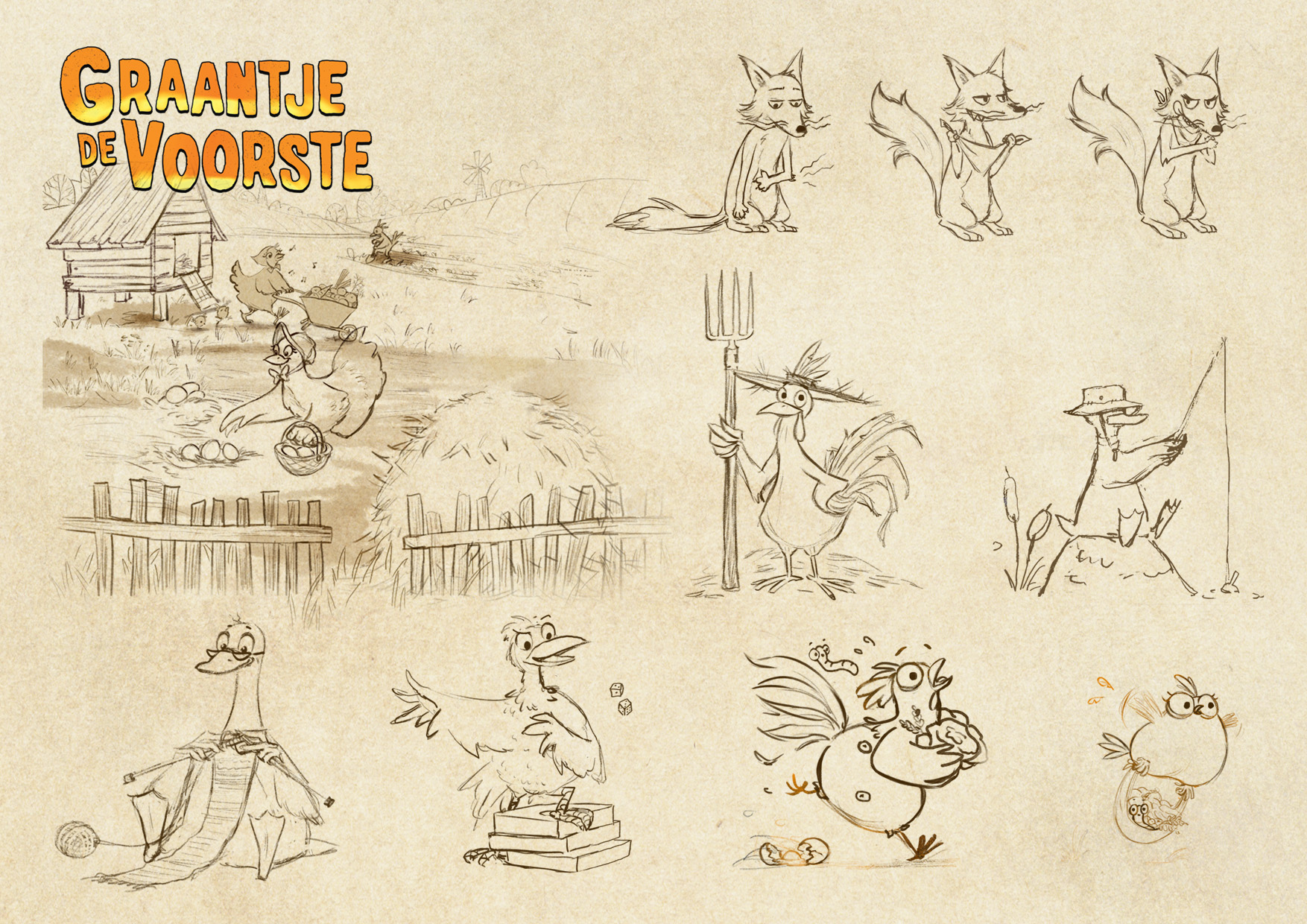 Character design sketches for a boardgame