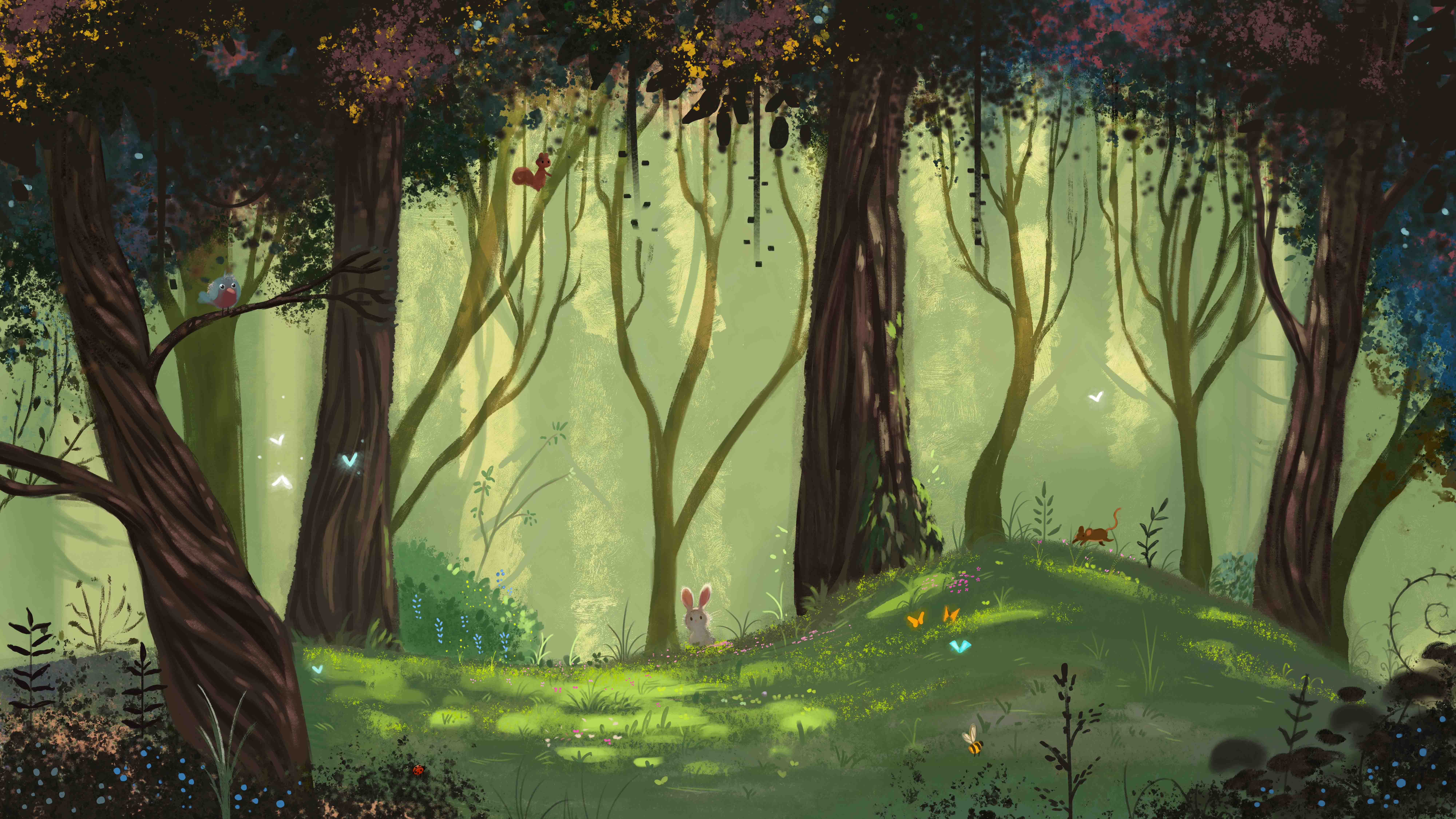 Illustration of a forest for a theatre decor