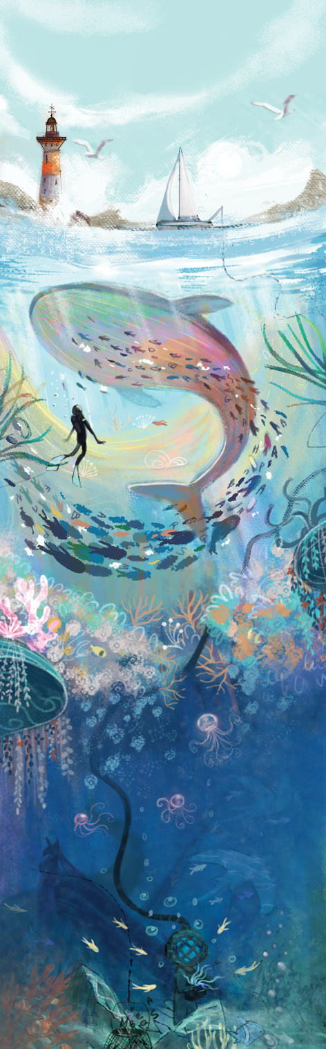 Illustration for a boardgame card, bookmark shaped