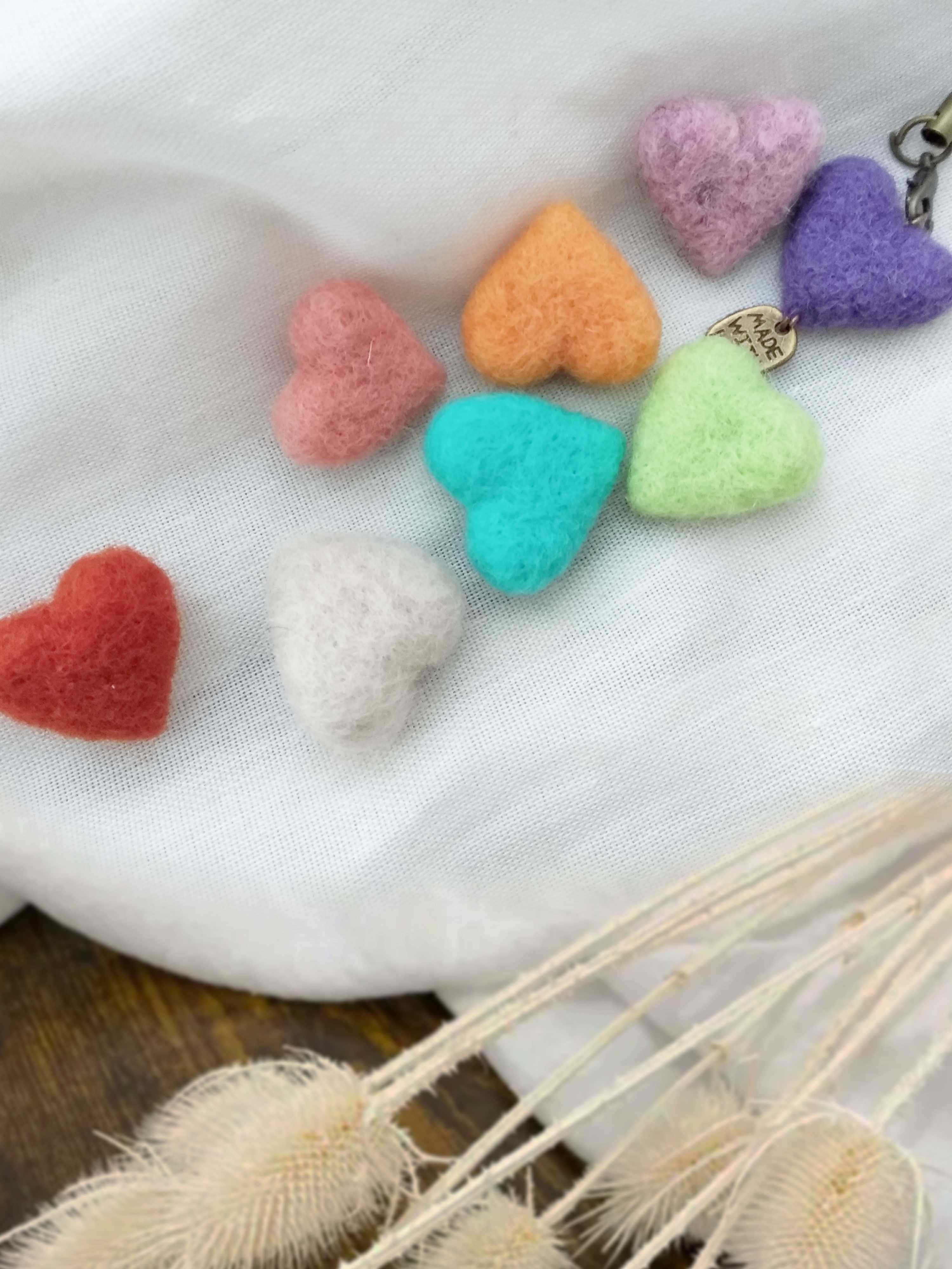 Felted hearts in wool