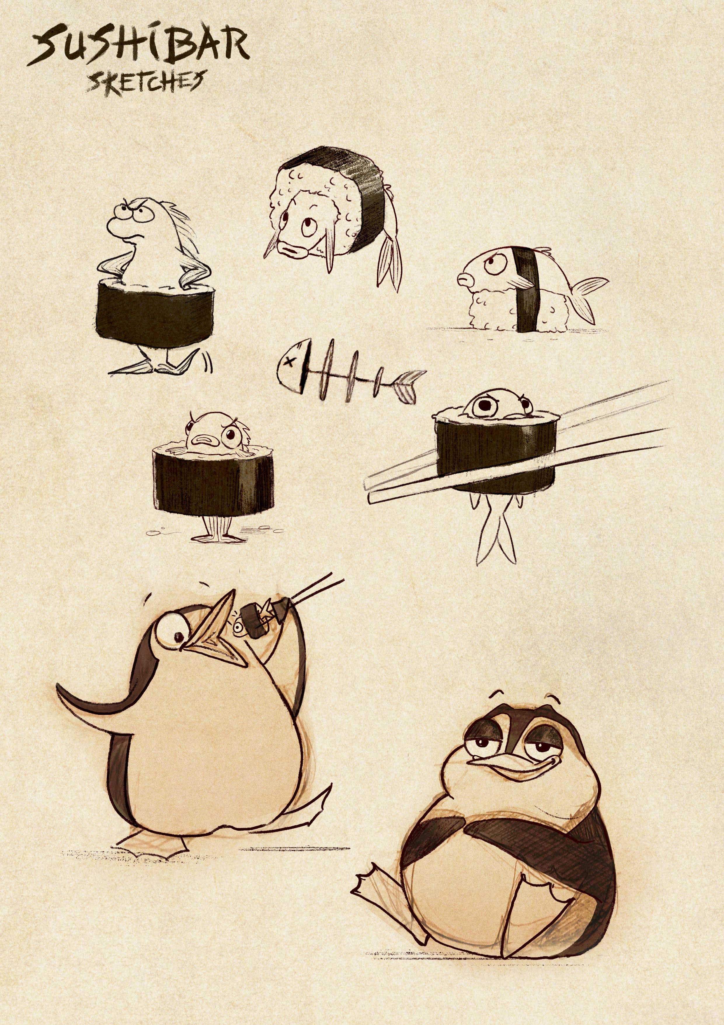 Sketches for sushibar boardgame